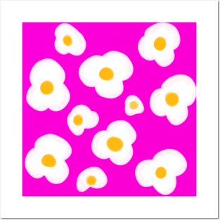 Pink yellow flower abstract pattern art Posters and Art